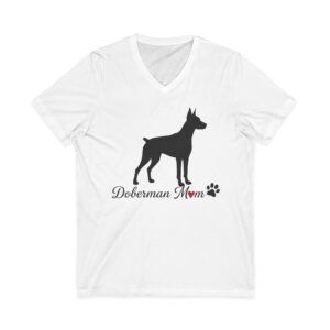 “Cropped Ears” Doberman Mom Jersey Short Sleeve V-Neck Tee