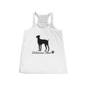 “Natural Ears” Doberman Mom Flowy Racerback Tank