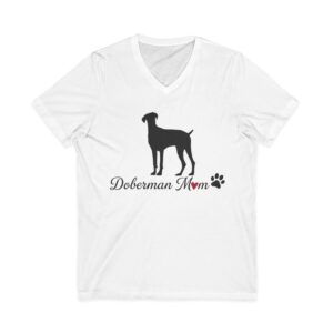 “Natural Ears” Doberman Mom Jersey Short Sleeve V-Neck Tee