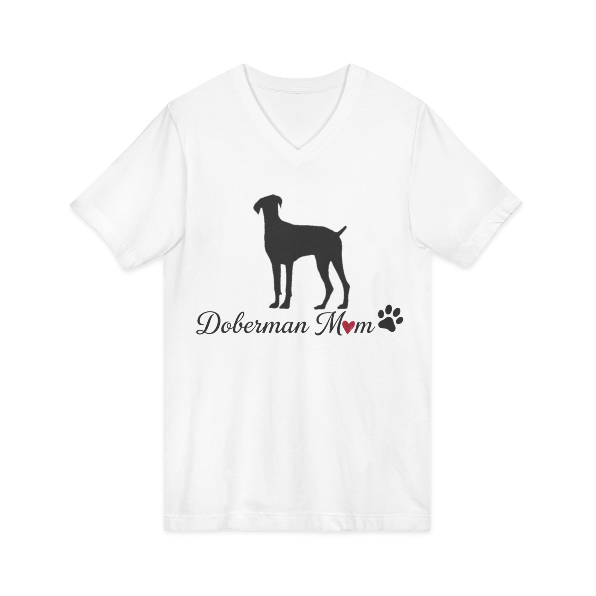 “Natural Ears” Doberman Mom Jersey Short Sleeve V-Neck Tee - Image 3