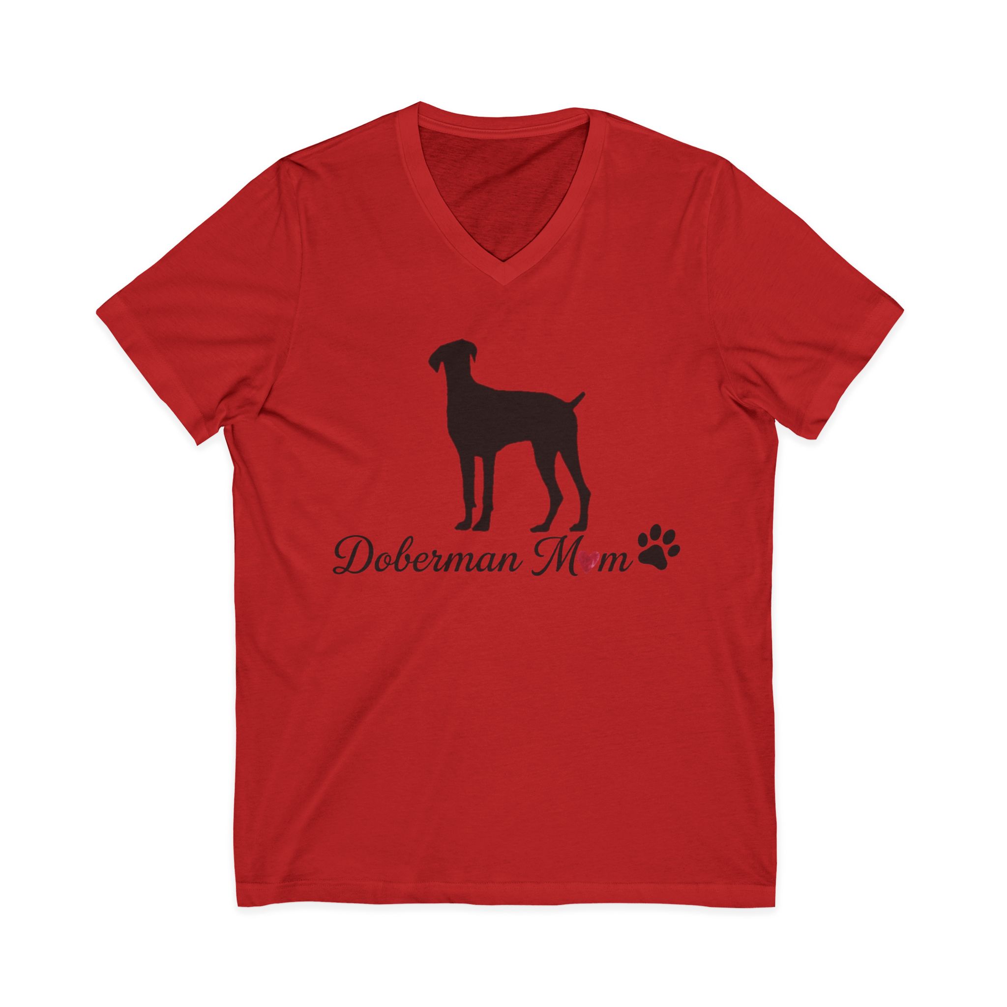 “Natural Ears” Doberman Mom Jersey Short Sleeve V-Neck Tee - Image 29