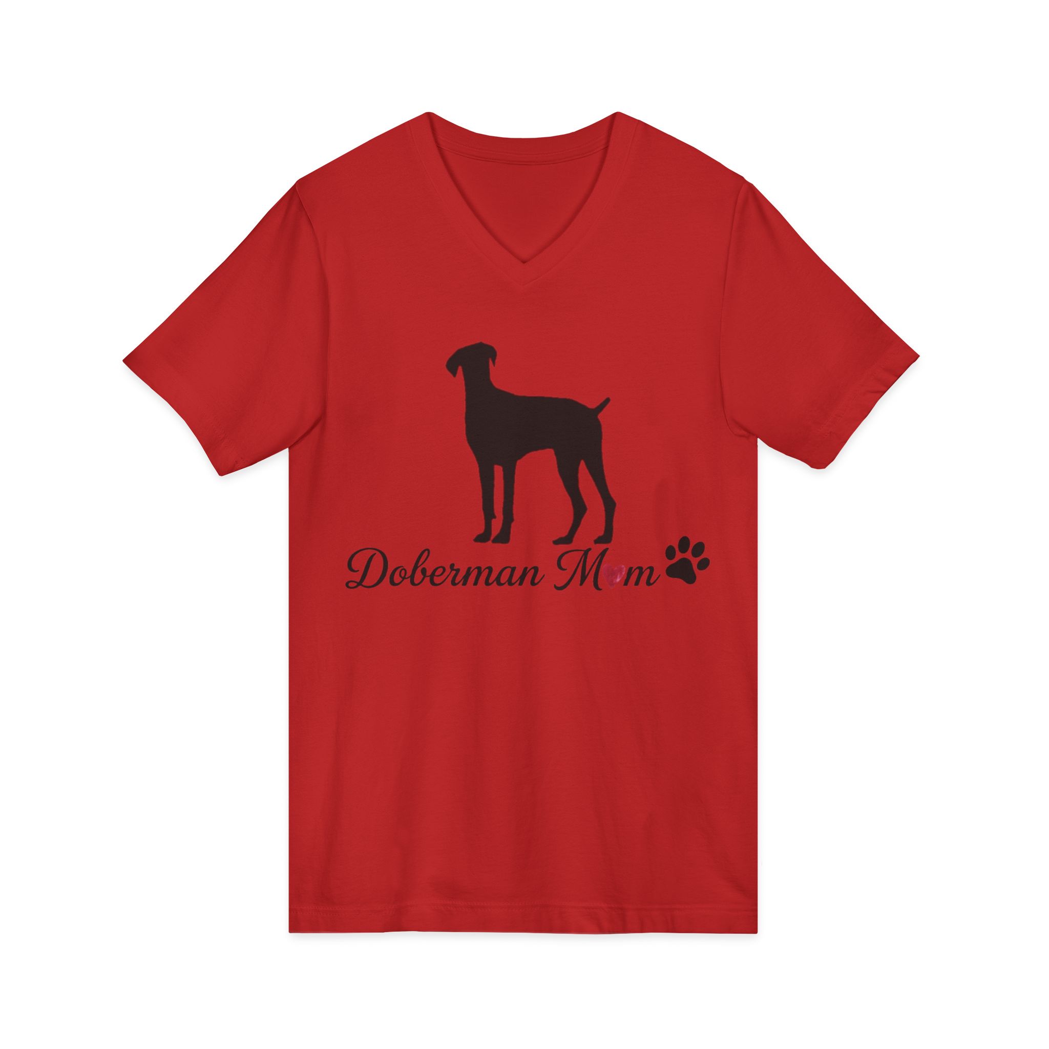 “Natural Ears” Doberman Mom Jersey Short Sleeve V-Neck Tee - Image 31