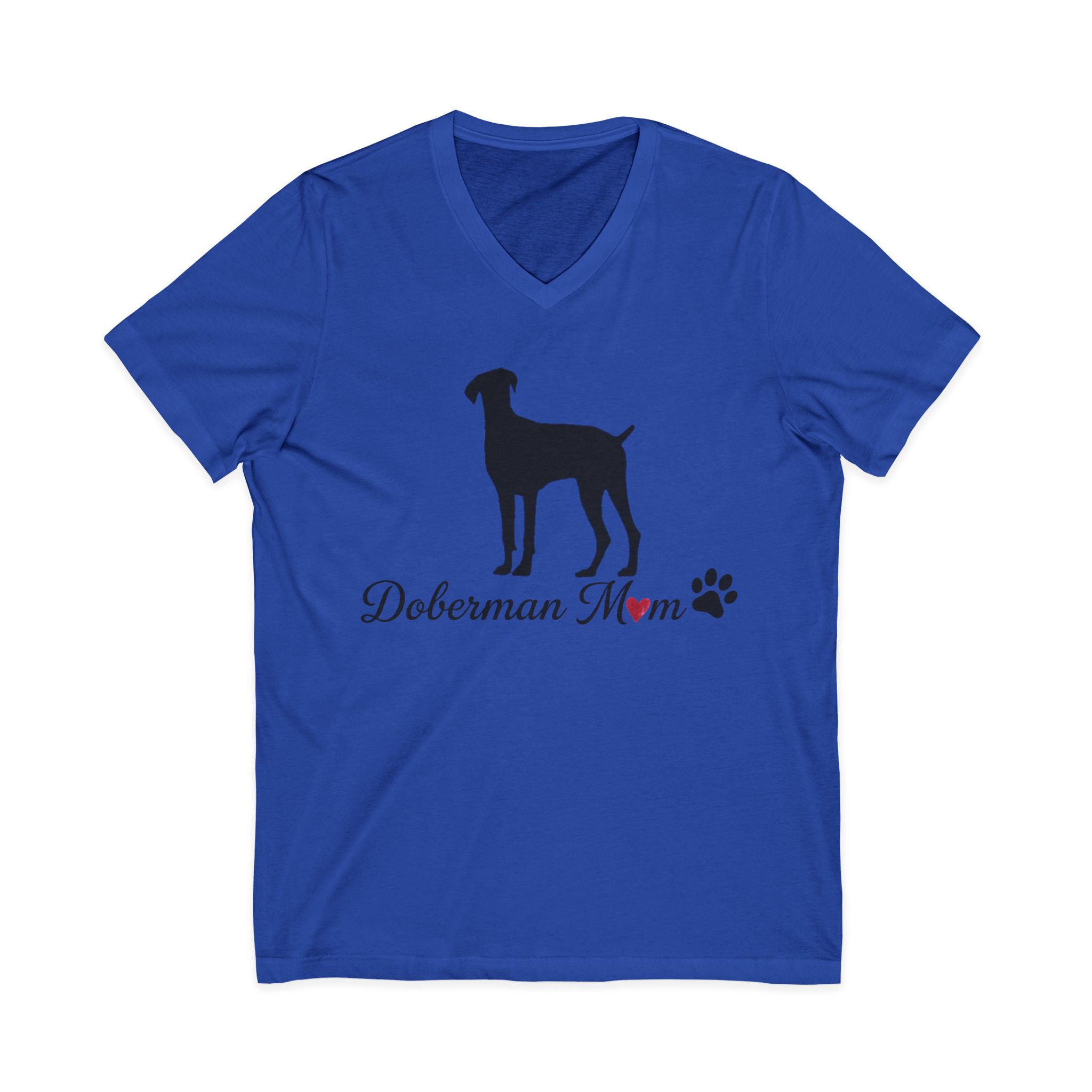 “Natural Ears” Doberman Mom Jersey Short Sleeve V-Neck Tee - Image 17