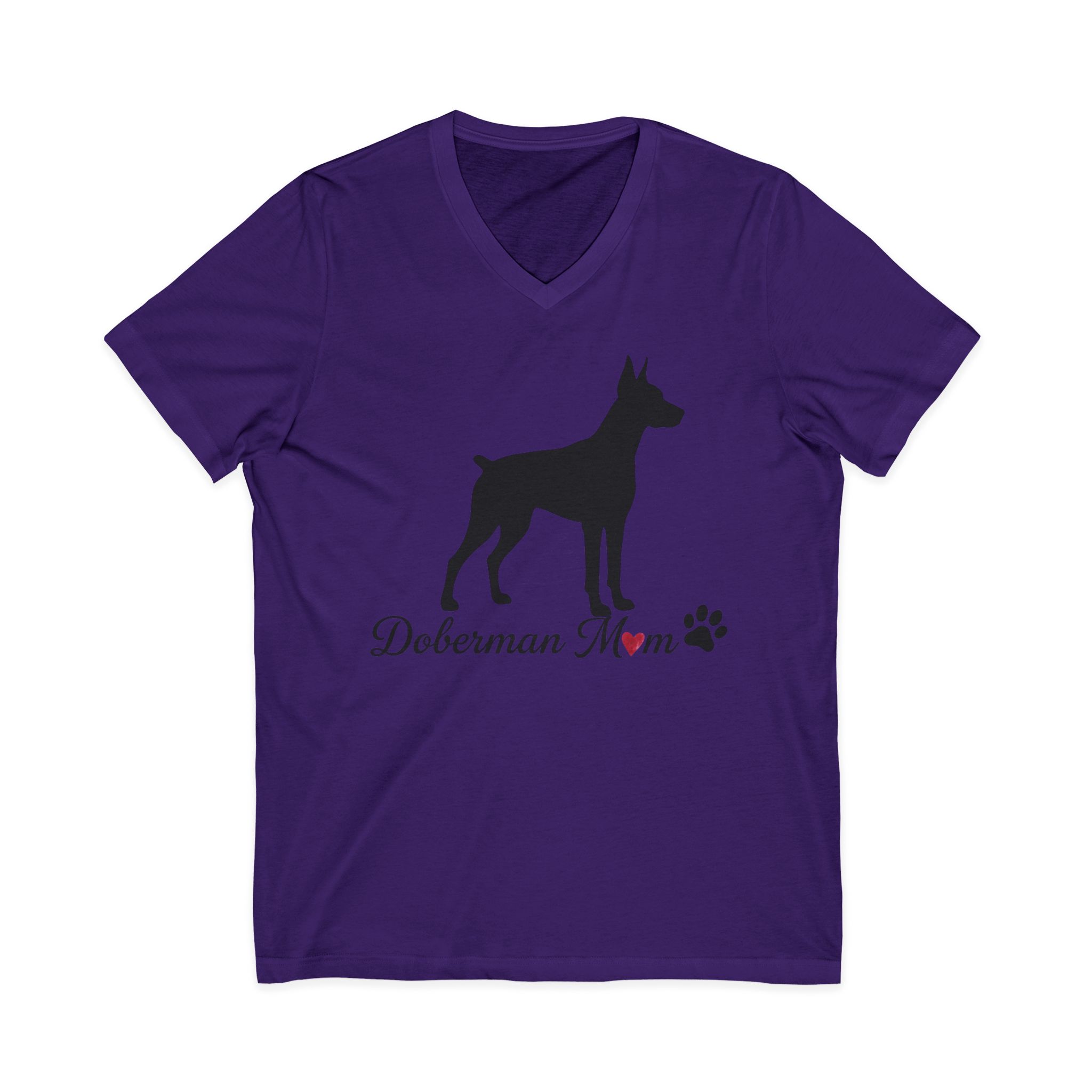“Cropped Ears” Doberman Mom Jersey Short Sleeve V-Neck Tee - Image 25