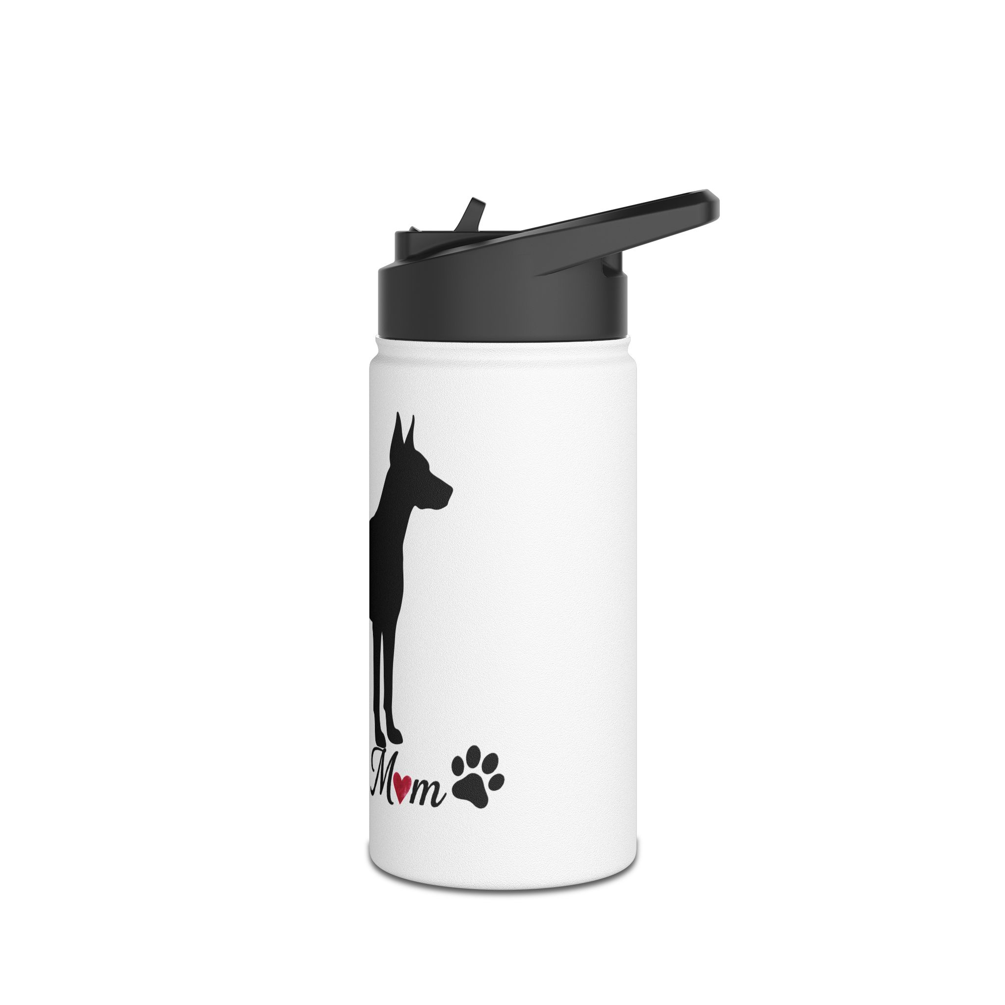 “Cropped Ears” Doberman Mom Stainless Steel Water Bottle, Standard Lid - Image 4