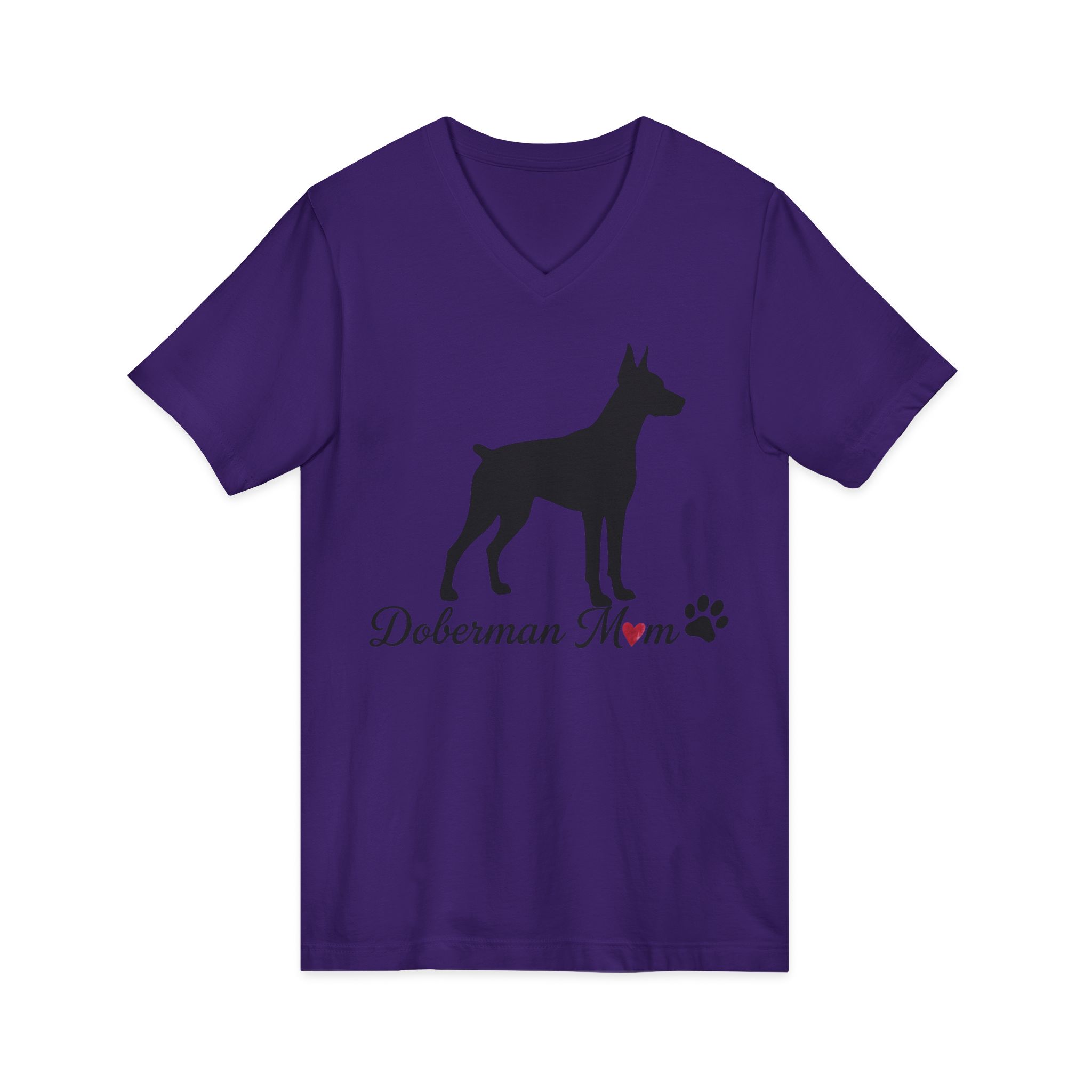 “Cropped Ears” Doberman Mom Jersey Short Sleeve V-Neck Tee - Image 27