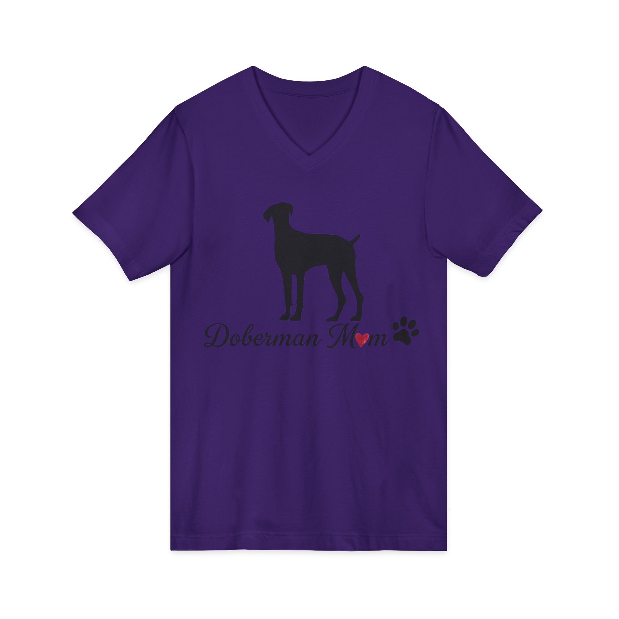 “Natural Ears” Doberman Mom Jersey Short Sleeve V-Neck Tee - Image 27