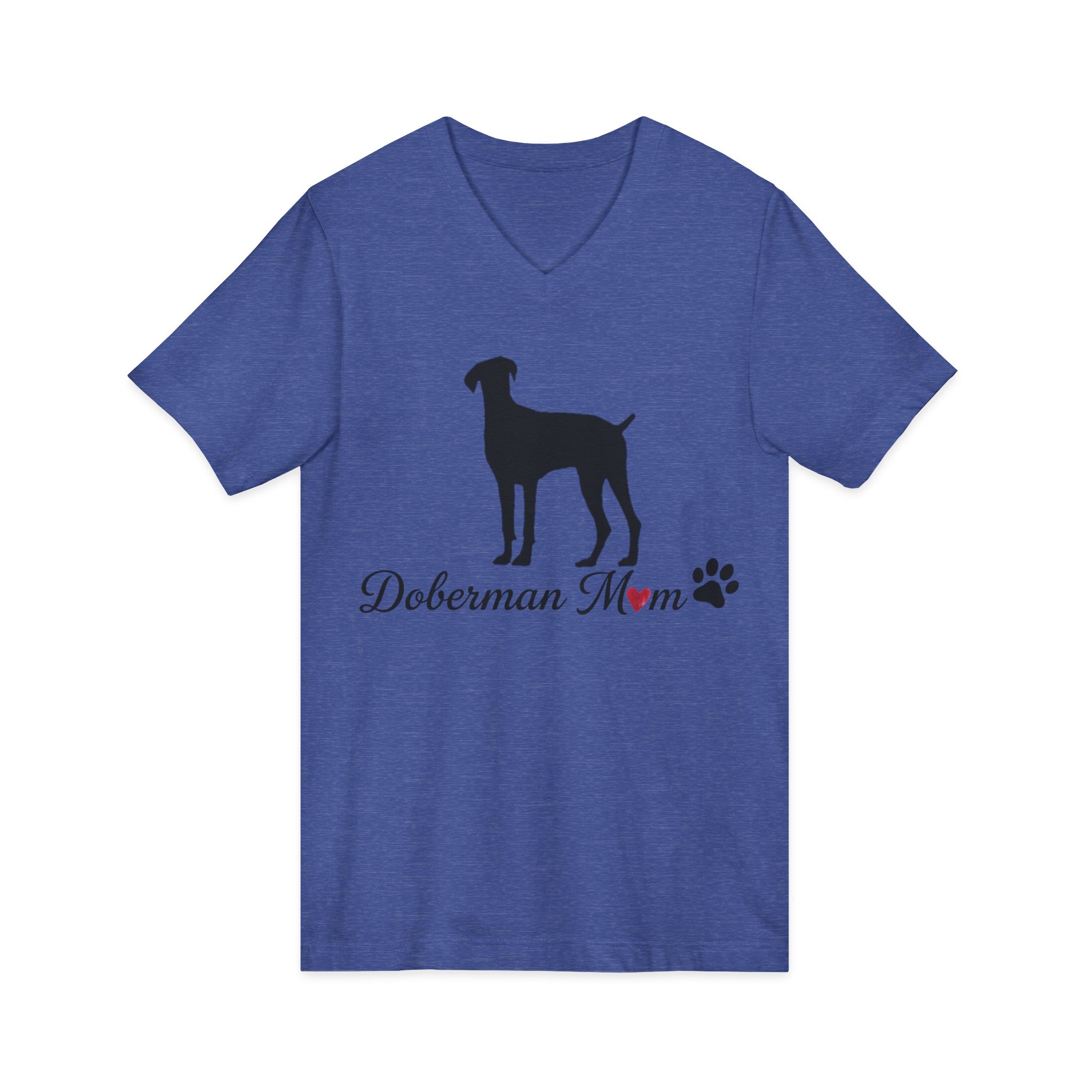 “Natural Ears” Doberman Mom Jersey Short Sleeve V-Neck Tee - Image 23