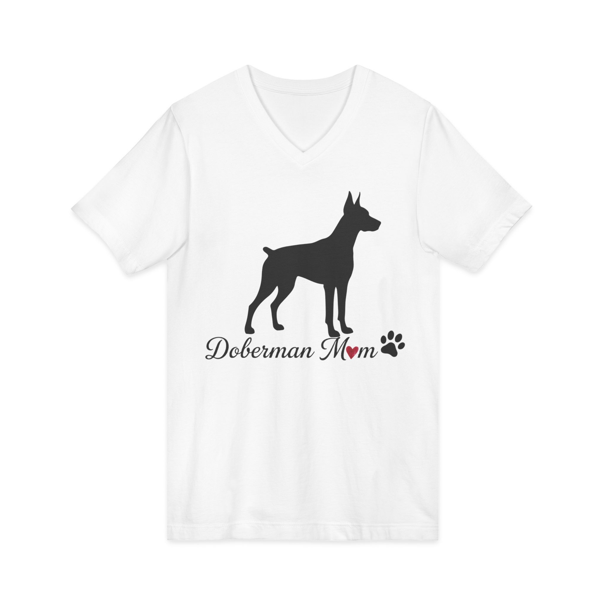 “Cropped Ears” Doberman Mom Jersey Short Sleeve V-Neck Tee - Image 3