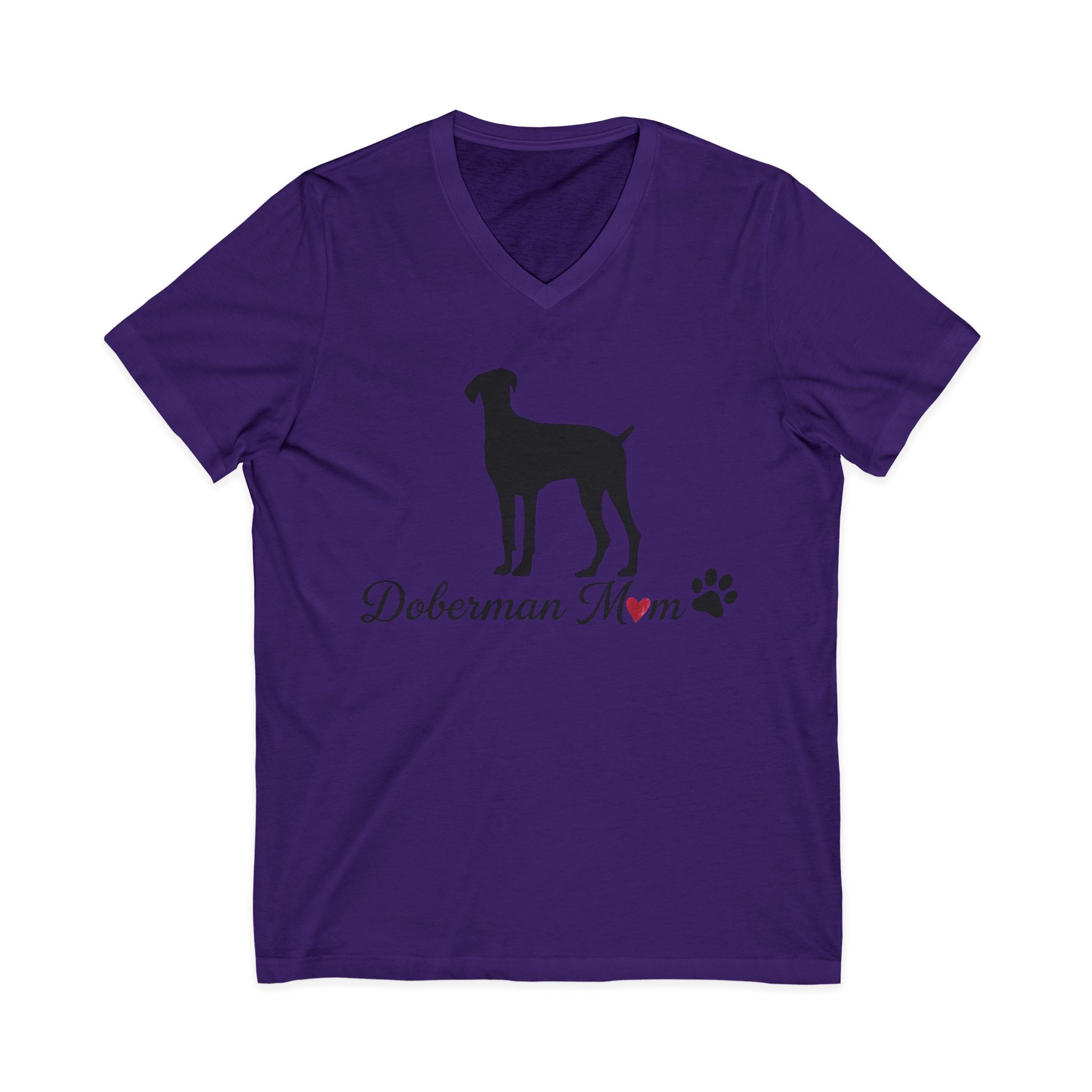 “Natural Ears” Doberman Mom Jersey Short Sleeve V-Neck Tee - Image 25