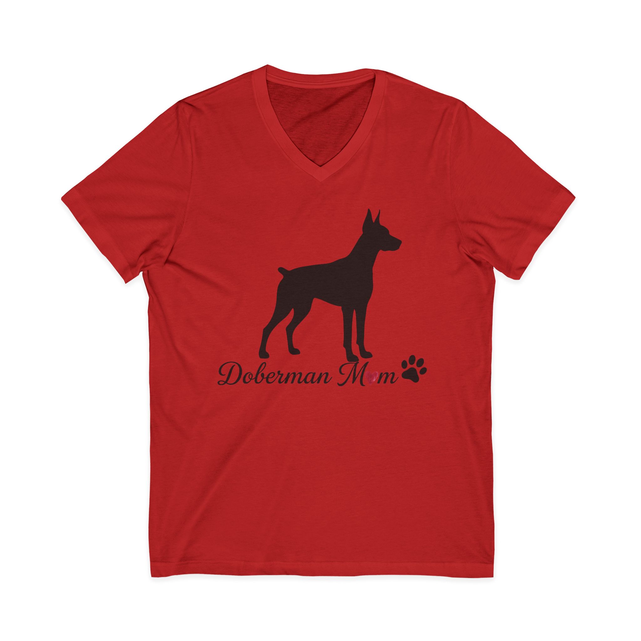 “Cropped Ears” Doberman Mom Jersey Short Sleeve V-Neck Tee - Image 29